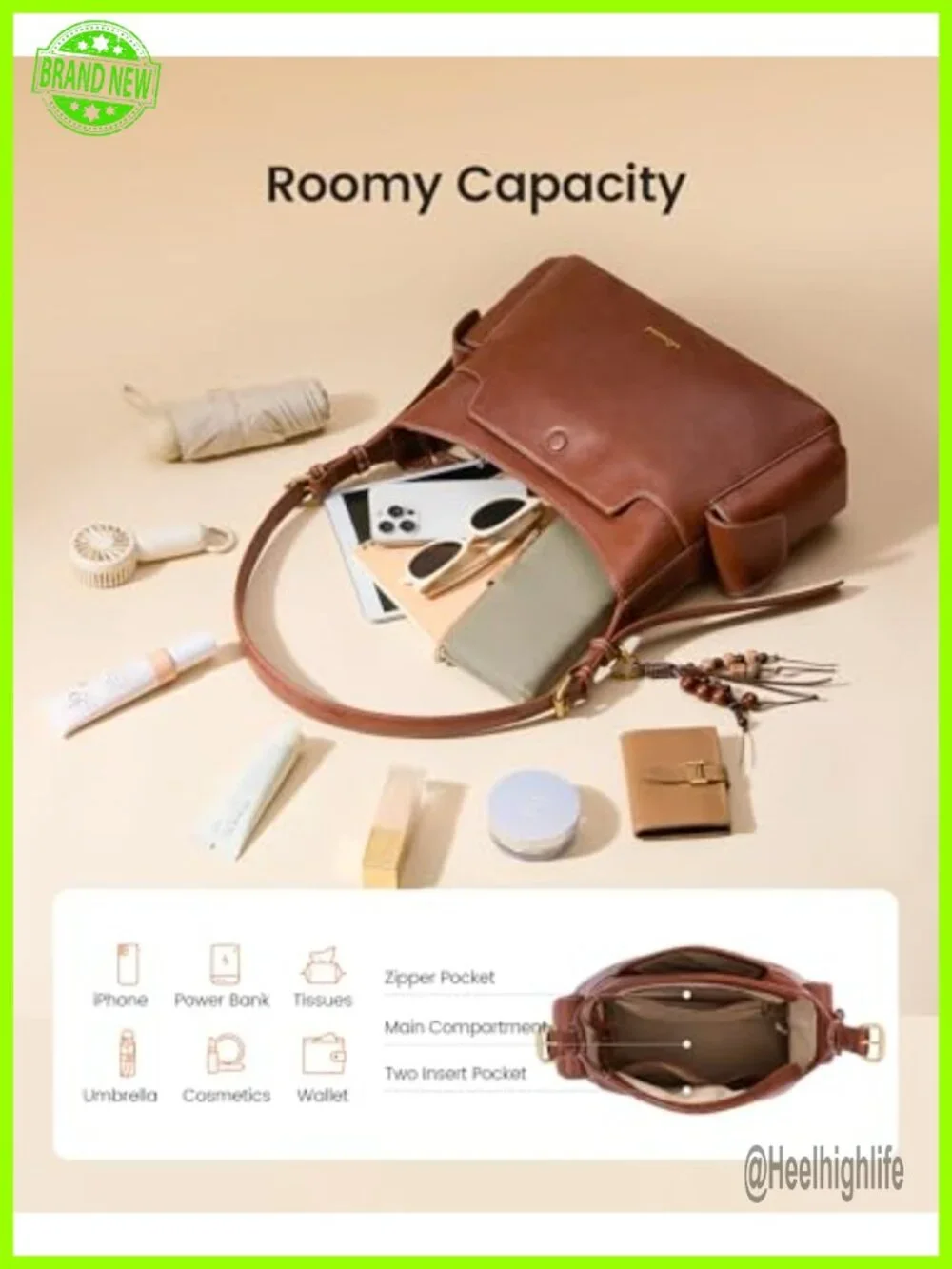 Soft Faux Leather Hobo Crossbody Purse with Tassel Charm